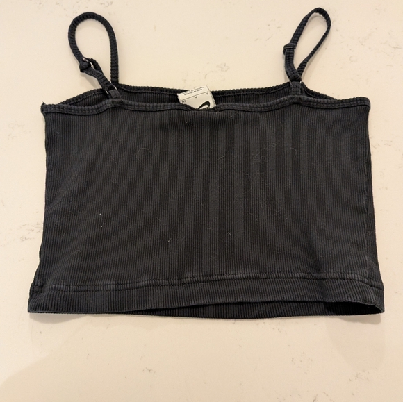 Nike Black Ribbed Cropped Tank with Swoosh - Picture 2 of 3